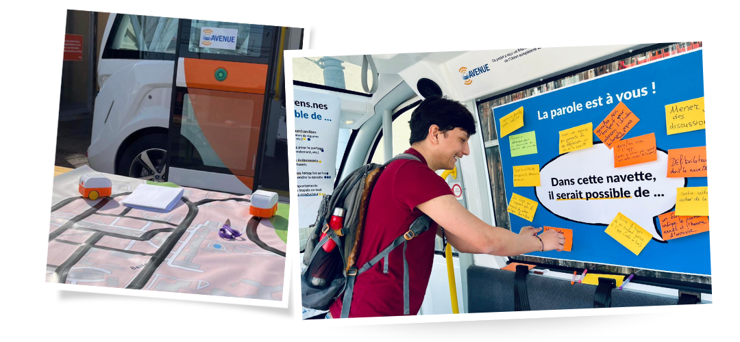 Interactive map, shuttle robots and collaborative poster with dot-voting