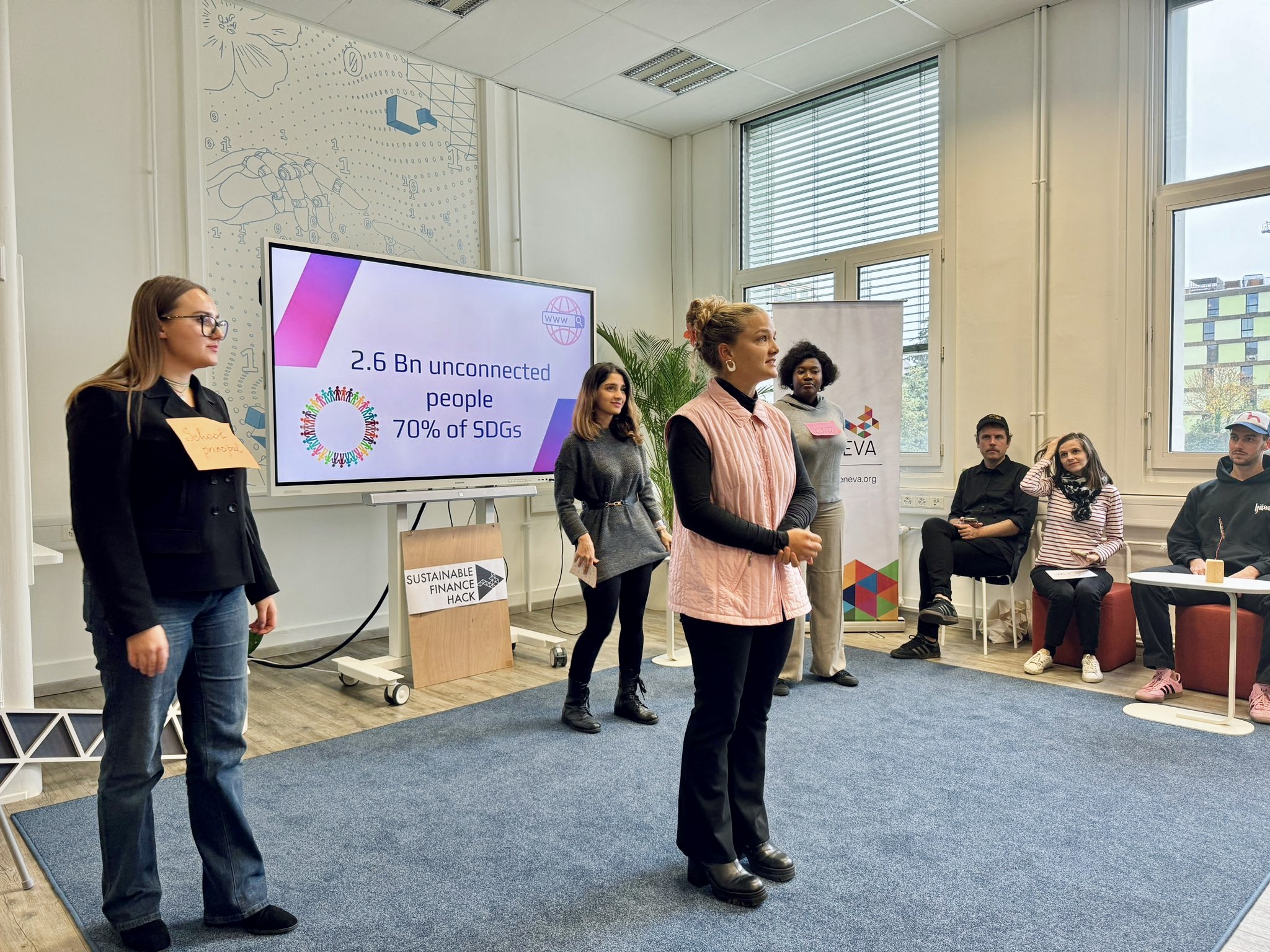 The team of participants presenting their innovative solution